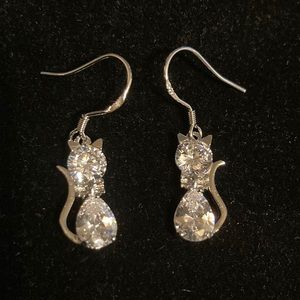 Sterling silver kitty earrings
